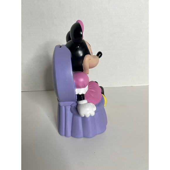VINTAGE 1994 DISNEY MINNIE MOUSE COIN BANK W/PLUG PINK DRESS LIPSTICK JUST TOYS - Picture 5 of 6